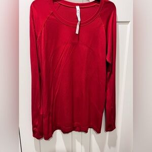 LULULEMON PRE-LOVED AUTHENTIC DARK RED SWIFTLY TECH LONG-SLEEVES SHIRT 2…